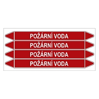 Značení potrubí, požární voda,4 ks, 250 × 26 mm